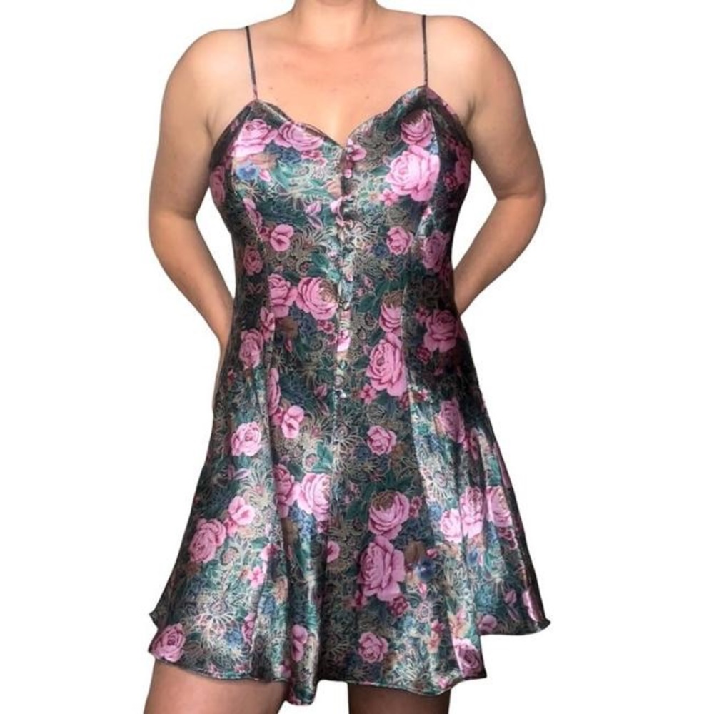 Victoria's Secret black Vintage 80's Gold Label Babydoll Chemise Slip Dress - Picture 8 of 8